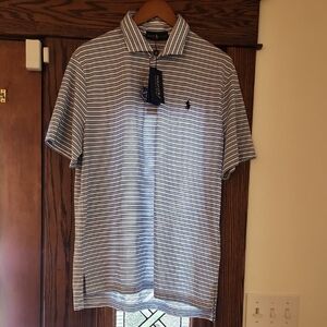 Ralph Lauren Blue and White Striped Polo Shirt